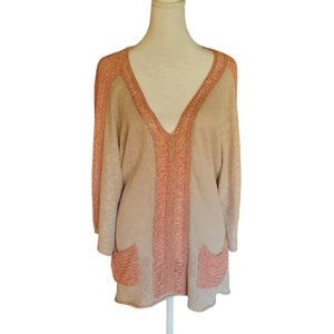 Soft Surroundings Cotton/Linen/Nylon sweater. Size L Pink & Tan